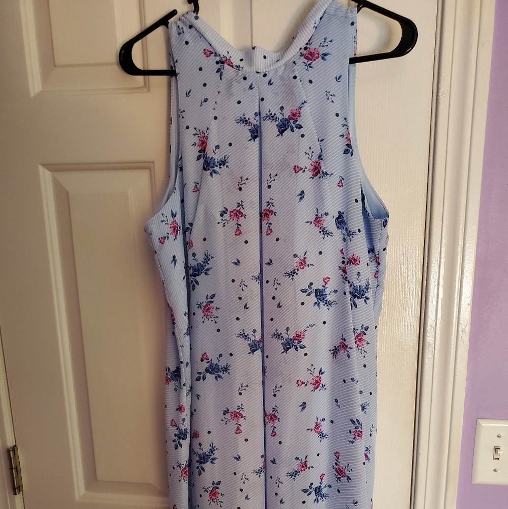 Blue floral chiffon dress